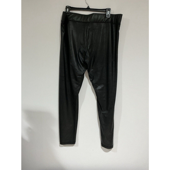 Woman’s Black Faux Leather Polyester Spandex Pants Xl - Picture 2 of 8
